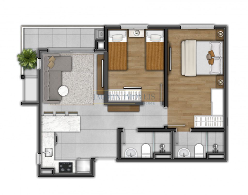 Apartamento no Centro de Igrejinha – 2 dormitórios